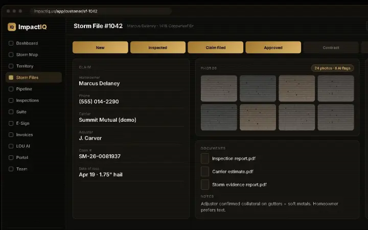 Storm File #1042 in the ImpactIQ demo tenant